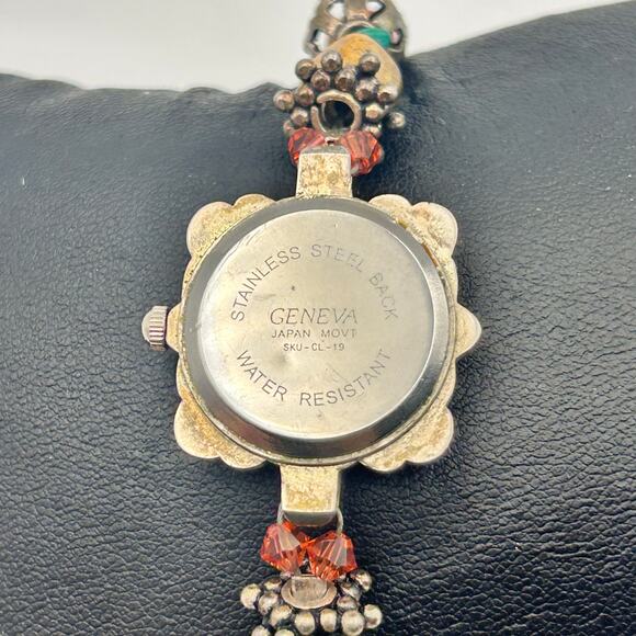 Vintage Geneva Beaded WR St. Steel Women’s Quartz Watch 22mm Working - Picture 4 of 8